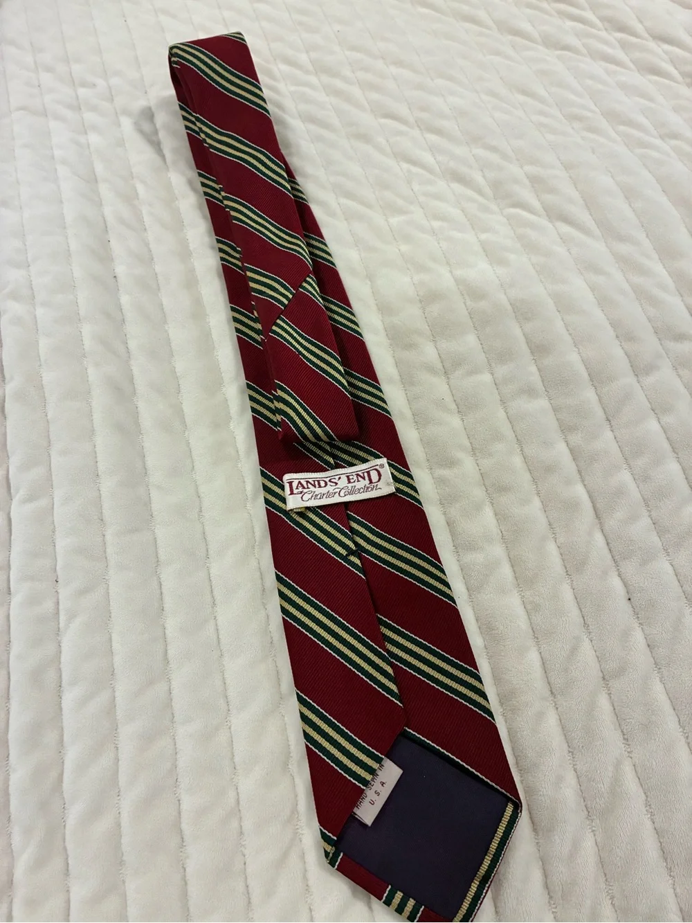 Lands End Vintage Burgundy Stripe Tie